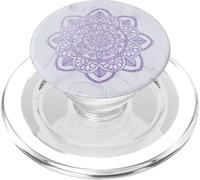 Lavender Mandala Art White Gray Abstract Purple Flower PopSockets PopGrip for MagSafe