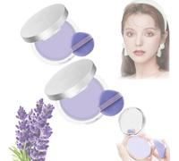 Lavender Matte Powder, Lavender Matte Powder Oil Control, Compacto with Mini Powder Puff, Powder for Silky Blurring Oil Control Long-Lasting Makeup (2pcs, 5cm)