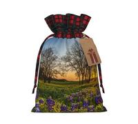(Lavender Meadow At Sunset Spring) Drawstring Gift Bags Holiday Present Goody Bags For Xmas Party S