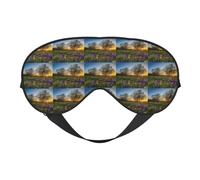 Lavender Meadow at Sunset Spring Printing Soft Eye Mask Reversible Cover for Travel Adjustable Strap Blackout Sleep