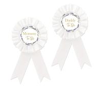Lavender Mom To Be Tinplate Badge Pin, Purple Flower Gender Reveal Button Pins for Mom Dad, Daddy To Be Ribbon, Natural Rosette Button Gifts for New Parents Celebrations - 2PCS