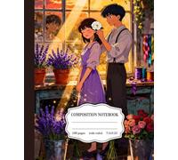 Lavender Moments Composition Notebook: Romantic Anime Couple in Flower Shop at Sunset