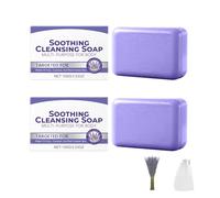 Lavender Natural Cleansing Soap, Herbal Soothing Cleansing Soap, Gentle Cleansings for Face & Body, Odor Control & Daily Refreshing Cleanse, Deep Moisturizing, For Men & Women Daily Use (2pc)