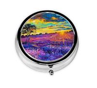 Lavender Oil Painting Print Personalised Portable Pillbox with,Mini Pillbox Compact and Convenient Pill Organiser for Storing and Organising Pills