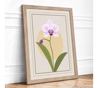 Lavender Orchid Study Botanical Framed Wall Art Print A1 (84.1×59.4cm) Oak, Wall Decor for Living Room, Bedroom, Office & Home, Ready to Hang, Art Gift