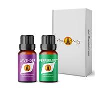 Lavender & Peppermint Essential Oil Set 2 x 10ml | Diffuser for Home, Candle Making, soap, Wax Melts, Massage, Perfume, Aromatherapy Gift Box | Vegan | Made in UK