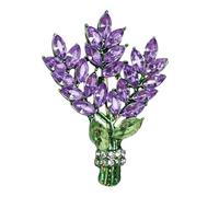 Lavender Pin, Lavender Brooch Rhinestone Plant Flower Badge Purple Novelty Lapel Pin for Women Girls Scarf Clothes Jewelry Accessories