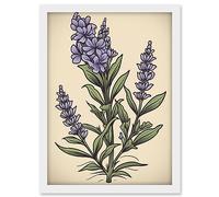 Lavender Plant Old School USA Tattoo Ink Body Art Rockabilly Americana 50s Artwork Framed A3 Wall Art Print