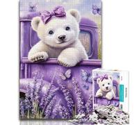 Lavender Polar Bear Jigsaws 1000 Pieces for Teenagers,Staycation Kill Time Every Piece Is Unique - Challenging Family Fun Game (50x75cm)