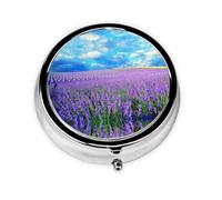 Lavender Print Personalised Portable Pillbox with,Mini Pillbox Compact and Convenient Pill Organiser for Storing and Organising Pills