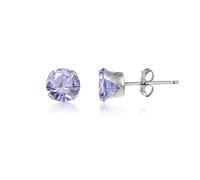 LAVENDER PURPLE 5MM Classic Brilliant Round Cut Cubic Zirconia (CZ) Sterling Silver Birthstone Stud Earrings/Ear Studs for Women Ladies Girls - 925 Sterling Silver. 5-LAVE