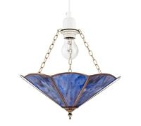 Lavender Purple Chic Tiffany Glass Easy Fit Pendant Lamp Shade with Rustic Antique Brass Metal Chains | 30cm x 17cm by Happy Homewares