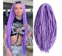 Lavender Purple Dreadlock Extensions 22Inches Wool Hippie Single Double Ended Dreads Extensions DE Ends 15 Strands Handmade Locs Extensions Reggae Style Crochet Hair for Women