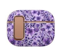 Lavender Purple Floral Print Headphone Case Compatible with Airpod Pro 2 Protective Cover Cute Hard Case