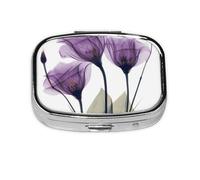 Lavender Purple Hope Flowers,Meta Pill Box 2 Compartment Medicine Case,Portable Organizer,Rectangle Meta Portable Organizer Pill Box 244 Compartment Medicine Case