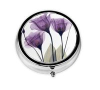 Lavender Purple Hope FlowersMeta Pill Box 3 Compartment Medicine Case,Portable Organizer
