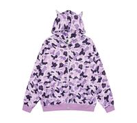 (Lavender purple, L) Bape Gengar Haunter Gengar Harajuku 3D digital print sweatshirt zipper to the end hoodie