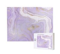 Lavender Purple Marble Golden Line,500 Pieces Wooden Jigsaw Family Game Jigsaw Puzzles for Adults Teens Home Decor