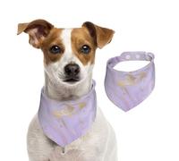 Lavender Purple Marble Golden Line,Dog Bandanas Cotton Pet Scarf Adjustable Bibs for Pet,M