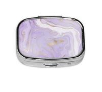 Lavender Purple Marble Golden Line,Meta Pill Box 2 Compartment Medicine Case,Portable Organizer