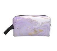 Lavender Purple Marble Golden LineLarge Capacity Cosmetic Organizer,Travel Makeup Bag for Women
