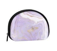 Lavender Purple Marble Golden LineSmall Makeup Sanitary Napkin Storage Bag,Women's Cosmetic Coin Purse