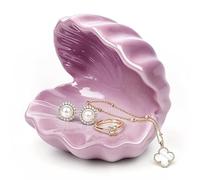 Lavender Purple Shell Jewelry Dish Ceramic Ring Holder, Purple Scallop Gift