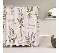 Lavender Purple Shower Curtain Mould Resistant Waterproof Bathroom Curtains W180cm x L210cm,Long Shower Curtain with Hooks,Polyester Washable Bath Curtains,Quick-Drying Garden Shower Curtain Outdoor