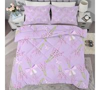 Lavender Queen Duvet 10.5 Tog, Bowknot Microfiber Bedding Set, 1 Quilt 220x220cm and 2 Pillowcases 50x75cm, All Year Round Comforter for Cozy Nights X1390