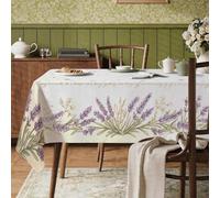 Lavender Rectangle Table Cloth, Rustic Traditional Herbs Floral Spring Violet Fabric Washable Reusable Table Cover Party Supplies for Kitchen Banquet Picnic Camping 55x70 Inch