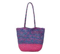 Lavender & Sakura Crochet-Knit Shoulder Bag - 23cm Breezy Open-Top Tote, Artisan Woven Essential for Brunch & Weekend Wanderings