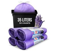 Lavender Scented Bin Bags 30L-35L (60 Counts) Very Strong with Drawstring Swing Bin Liners for Kitchen Office General Waste or Bathroom Bin Bags | Merve Pack