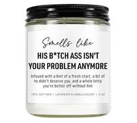 Lavender Scented Candles Gifts for Women, Divorce Party Decorations Divorce Gifts Cheer Up Gift for Women, Smells Like Its Not Your Problem Anymore Candle with Natrual Soy Wax, 7oz
