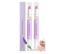 Lavender Scented Cuticle Oil Pusher Pen 2-Pack with Angled Tip for Dry Cuticle Hydration - Nail Strengthener & Growth Care with Keratin Amino Acid Formula for Quick Dry Manicure