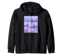 Lavender Sea Dreamy Ocean Waves Crash Against The Shore Zip Hoodie