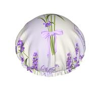 Lavender Season Aroma Charming Double Layer Elastic Waterproof Shower Cap Reusable Bath Cap