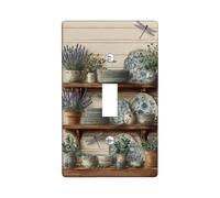 Lavender Single Light Switch Cover Plate, Rustic Country Dragonfly Plates Spring Green Plastic Standard Size Decorative Wall Plates for New Apartment Home Bedroom Office Decor (Single)