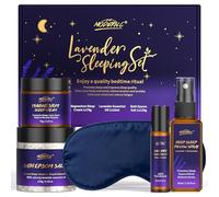 Lavender Sleep Set, Sweet Dream Sleep Gift - Sleep Spray, Magnesium Cream, Essential Oil, Epsom Salt, Eye Mask, Natural Lavender Essential Oil, Bath Kit, SPA Kit, Birthday Gift, Valentine's Day Gifts