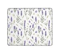Lavender Small Mouse Pad, Floral Natural Butterfly Wheat Spring Violet Square Rubber Washable Portable Cloth Mousepad Accessories for Office Home Computer Laptop Square 8x10 Inch