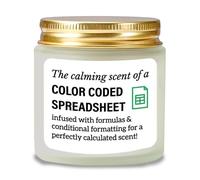 Lavender Soy Candle, Fun Spreadsheet Themed White Jar Scented Candles, Relaxation Candles Gifts for Women Accountants and Friends with Gold Lid, Aromatic Lavender Candle for Home and Office