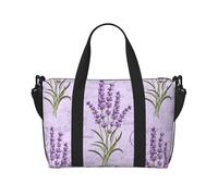 Lavender Stamp print Handbag Crossbody Travelling Weekend Overnight Carry On Bag Sports Tote Gym Bag, Black, One Size