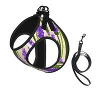 Lavender Stamp Print Pet Vest Harnesses Leash Set Reflective Puppy Vest Dogs Walking Training Dog Harness