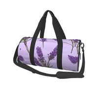 Lavender Stamp Print Travel Duffel Bag, Foldable Gym Bag Overnight Weekend Bags for Women, Large Holdall Bag Cabin Bag for Sports and Travel