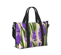 Lavender Stamp Print Travel Hand Bag for Women Men Lightweight Foldable for Weekend Trips Gym Vacation