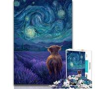 Lavender Under The Night Sky Jigsaw Puzzles for Teenagers 1000 Pieces,Staycation Kill Time with Fully Interlocking Randomly Shaped Pieces 38x26cm