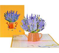 Lavender Vase 3D Pop Up Greeting Card - Mother's Day Anniversary Birthday Get Well