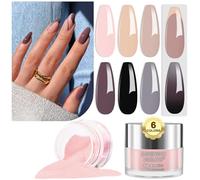 Lavender Violets 14g x 6 Colors Dip Powder Halloween French Nail Art Light Pink Coffee Nude Grey Black Autumn Winter Warm Colour Manicure Dipping Nail Powder Large Capacity DIY Salon Design 210