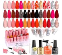 Lavender Violets 25 Pcs Gel Nail Polish Rose Gold Pearl Shell Cat Eye Mulit Effect kit Blooming Gel Base Coat,Glossy n Matte Top Coat Dotting Liner Brush Manicure Varnish Gift Box for Women C401