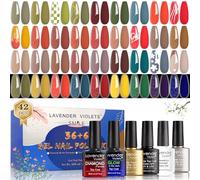 Lavender Violets 42 x Gel Nail Polish Set with Glossy & Matte,Diamond Shiny,Fluorescence Shades Glow in the Dark Top Coat and Base Coat Enthusiasm High Colour Rendering Soak-off UV LED C515