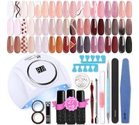 Lavender Violets 48 Pcs Gel Polishes UV LED Nail Curing Lamp Dryers 54W Nail Lights With Nail Dotting Drawing Brush Pen Base Coat,Matte & No Wipe Top Coat Starter Kit Q978
